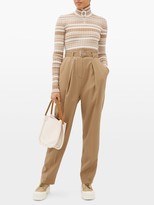 Thumbnail for your product : J.W.Anderson Zipped Roll-neck Striped Wool Sweater - Beige Multi