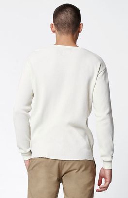 Brixton Redford Off White Long Sleeve Henley T-Shirt