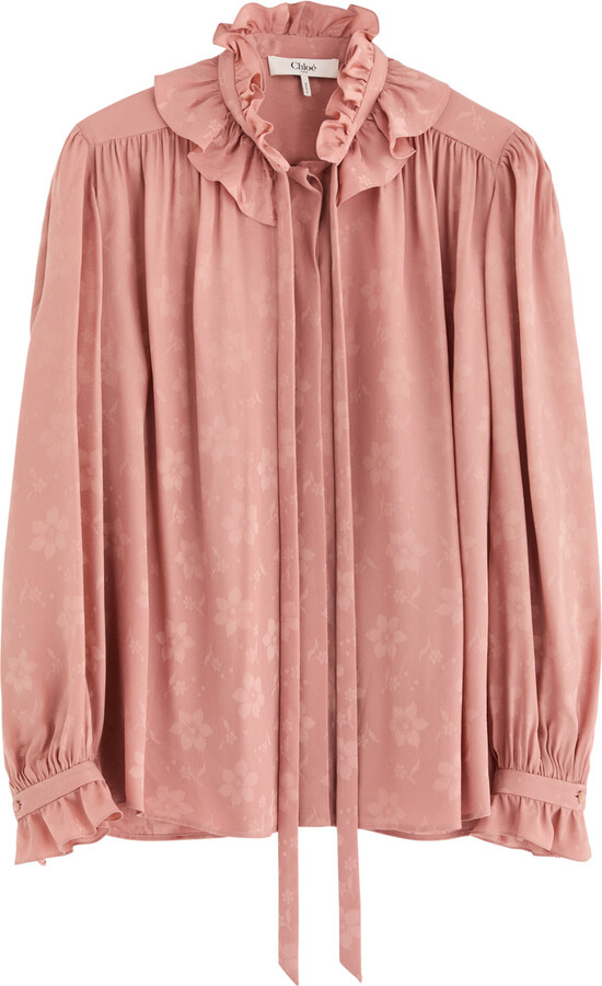 Chloé Floral-jacquard Silk Blouse