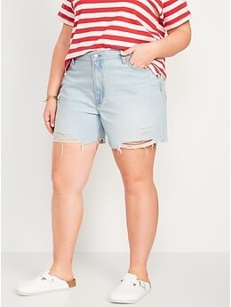 Old Navy High-Waisted Slouchy Straight Distressed Jean Shorts for Women --  5-inch inseam - ShopStyle
