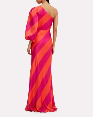 Saloni Lily One Shoulder Striped Gown