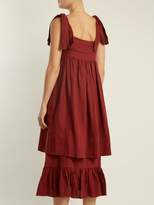 Thumbnail for your product : Three Graces London Marianne Sleeveless Linen Midi Dress - Womens - Burgundy