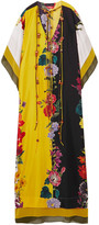 Thumbnail for your product : Oscar de la Renta Tie-detailed Floral-print Silk-satin Gown
