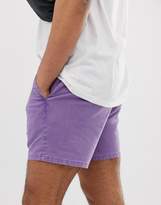 Thumbnail for your product : ASOS Design DESIGN skinny shorter chino shorts in washed lilac