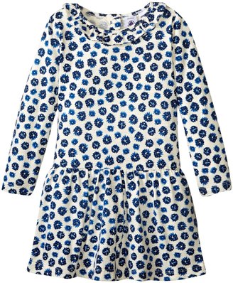Petit Bateau Floral Dress W/Ruffle Collar (Baby) - Blue/White - 24 Months
