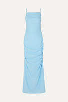 Thumbnail for your product : STAUD Parrot Cutout Ruched Crepe De Chine Maxi Dress - Blue