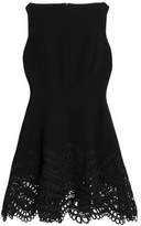 Thumbnail for your product : Lela Rose Asymmetric Guipure Lace-Paneled Wool-Blend Crepe Top