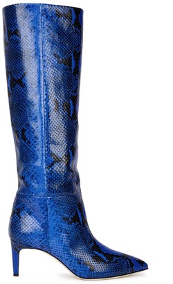 navy blue leather knee high boots
