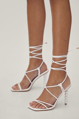 Nasty Gal Womens Faux Leather Strappy Cone Heels