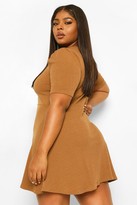 Thumbnail for your product : boohoo Plus Soft Rib Cut Out Skater Dress