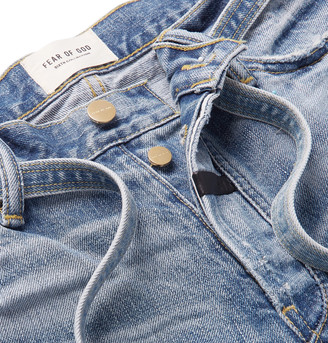 Fear Of God Slim-Fit Tapered Belted Distressed Selvedge Denim Jeans