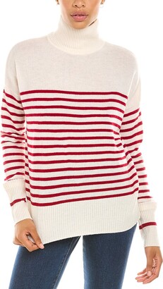 LANDS' END Mens' L Navy Stripe Breton Shaker Rollneck Sweater NWT $69 