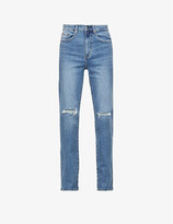 Thumbnail for your product : Pistola Denim Cassie ripped straight-leg super high-rise stretch-organic denim-blend jeans