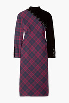 Thumbnail for your product : Marc Jacobs Velvet-paneled embellished checked wool dress