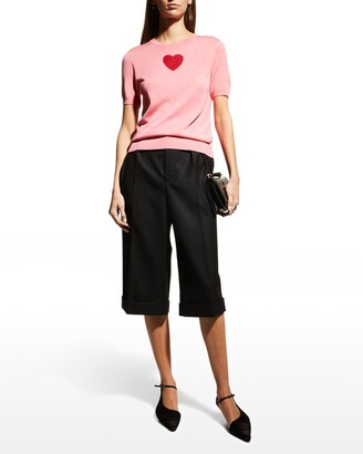 Carolina Herrera Heart Intarsia Silk-Cashmere T-Shirt