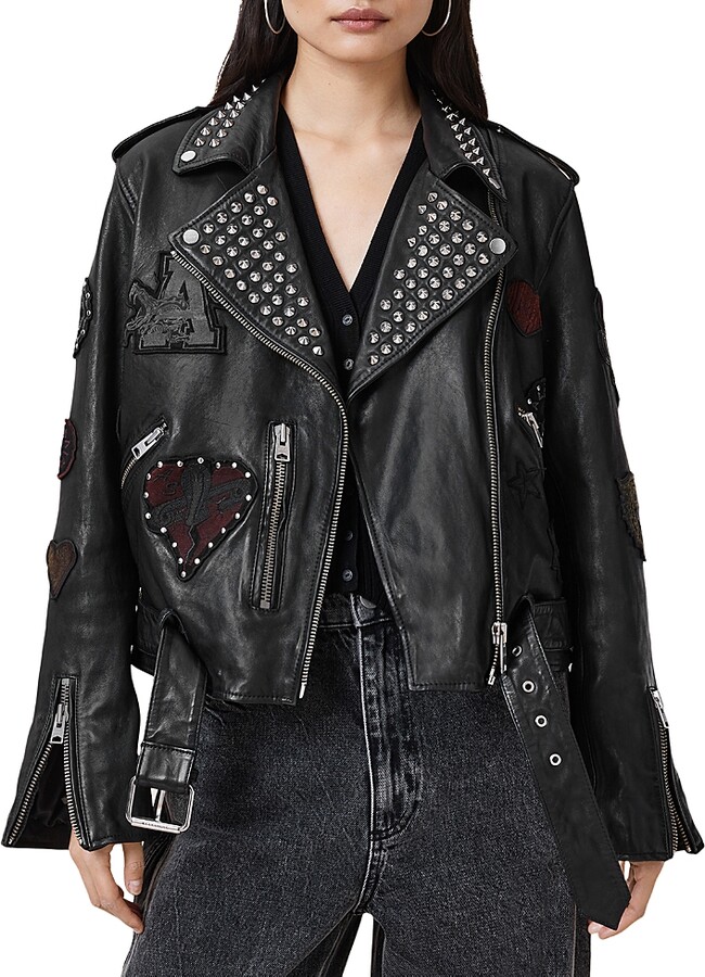 AllSaints Leather College Biker Jacket