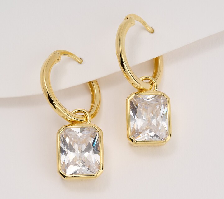 Diamonique Choice of Cut Dangle Drop Earrings,14k Gold Plated