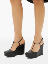 Thumbnail for your product : Prada Square-toe T-bar Leather Wedges