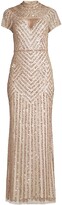 Thumbnail for your product : Aidan Mattox Beaded Cutout Gown