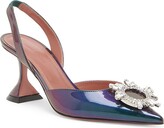 Thumbnail for your product : Amina Muaddi Begum 70MM Glitter Patent Leather Slingback Pumps