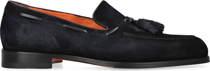 Santoni Suede Tassel Brando Blake Loafers