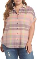 Thumbnail for your product : Caslon Sheer Stripe Shirt (Plus Size)