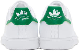 adidas White and Green Stan Smith Sneakers