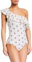Thumbnail for your product : Shoshanna One-Shoulder Ruffle One-Piece Swimsuit