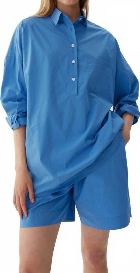 LMND Chirara Half Placket Shirt In Ink Blue