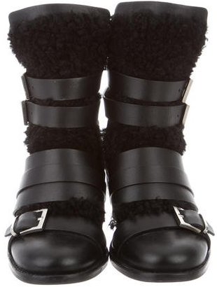 IRO Leather Shearling Ankle Boots