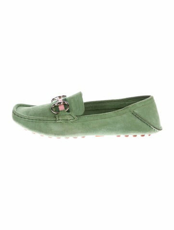Gucci Horsebit Accent Suede Loafers Green - ShopStyle Flats