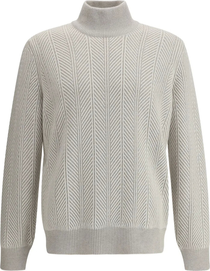 Brunello Cucinelli Herringbone Turtleneck Sweater