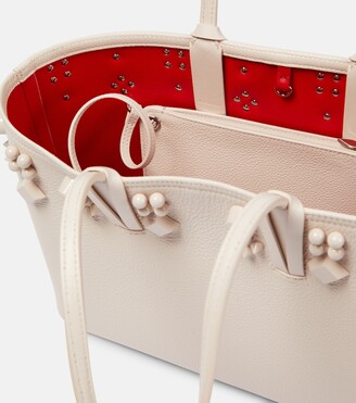 Christian Louboutin Cabata Small Embellished Textured-leather Tote In Pink