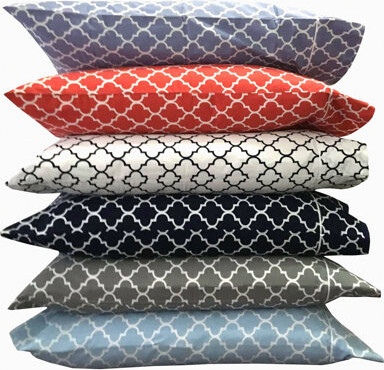 BRBCA CrispySoft Percale Cotton Pillowcase Set - Gray Brushed Pair Superior Weave Modern Print - 2pc 100% Cotton Cases