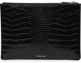 Thumbnail for your product : Whistles Medium shiny croc-embossed leather pouch