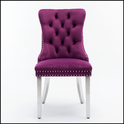 Mercer41 Nikki Collection Modern High-End Tufted Solid Wood Dining Chairs with PU and Velvet Upholstery Set of 2