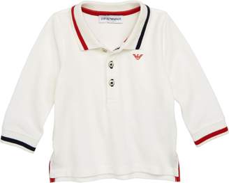 Armani Junior Cotton Pique Long Sleeve Polo