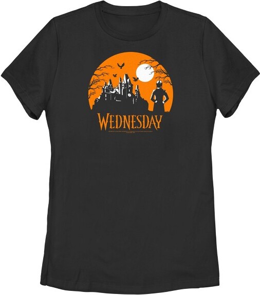 Wednesday Series Women'sWednesdayHalloweenHauntedHouseT-Shirt-Black-2XLarge