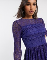 Thumbnail for your product : ASOS DESIGN Premium lace midi skater dress in navy
