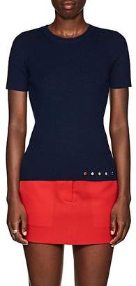 Lisa Perry Women's Rib-Knit Cashmere Short-Sleeve Sweater - Navy