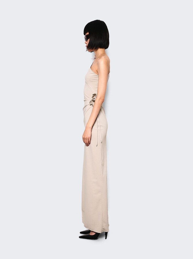 Asymmetric Flower Gown Beige