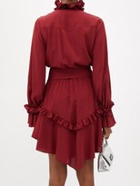 Thumbnail for your product : Alexandre Vauthier Flounced Crepe Mini Dress - Dark Red