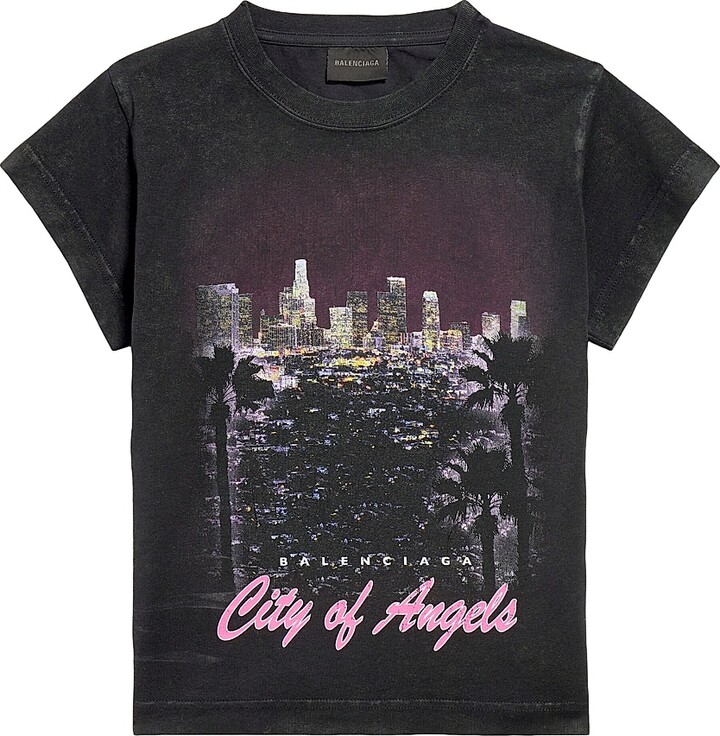 Women's City of Angels Shrunk T-Shirt - Black Faded - Size XS