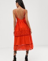 Thumbnail for your product : ASOS DESIGN Premium high neck low back broderie prom midi dress