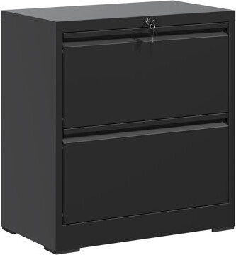 Ebern Designs Black 2 Drawer Steel Lateral Filing Cabinet Rust - Proof Finish Bearing Drawers Large Capacity For Hanging Files Tipping Design Quick Assembly Co