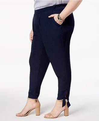 NY Collection Plus & Petite Plus Size Tapered Tie-Hem Pants