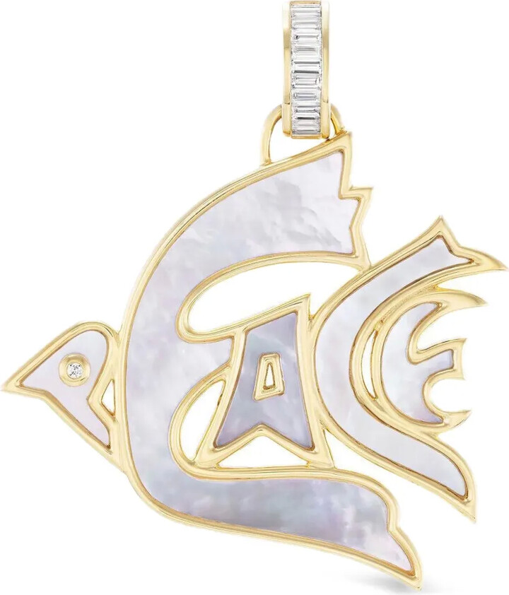 Sorellina 18K yellow gold Peace Dove diamond pendant