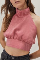 Thumbnail for your product : Nasty Gal Womens Ruched Halter Neck Satin Crop Top