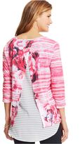 Thumbnail for your product : Style&Co. Petite Three-Quarter-Sleeve Printed Top