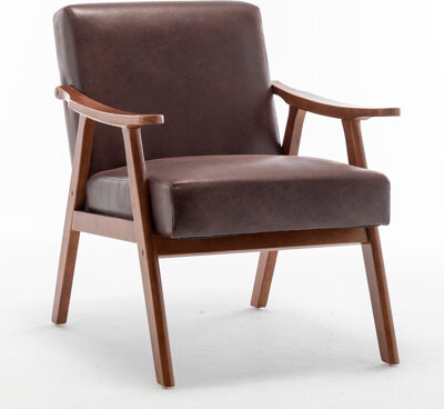 Accent Chair With Microfiber Upholstery And Solid Wood Frame, Classic Mid-Century Modern Living Room Furniture For Extra Seating